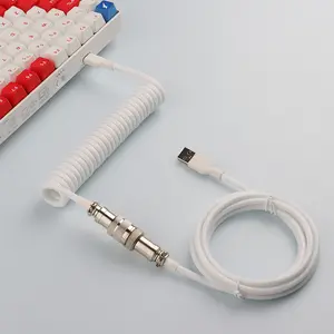 Spiral Usb Keyboard Cable Black Coiled Keyboard Usb Type C Cable Metal Aviator Connector Gaming GX16 Usb Keyboard Cable