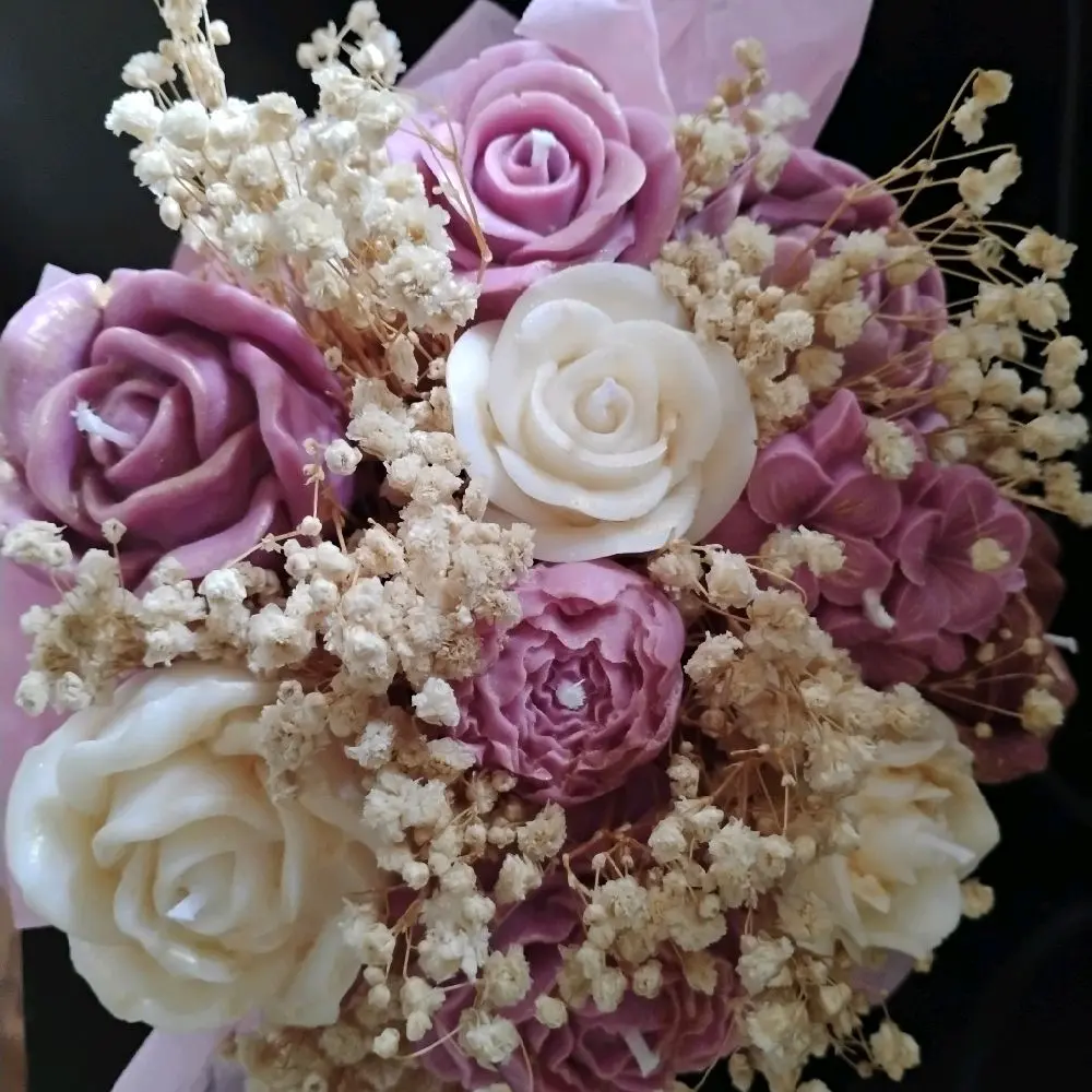Handmade Rose Candle Bouquet Floral Scented Gift for Birthdays Anniversaries or Mother's Day Unique Gift Idea