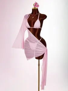 Women's Fashion Two-Piece Swimsuit Set, Stylish Beachwear Swimwear, Comfortable & Trendy Flowy Bathing Suits for Women, Wrapped Bikini Set