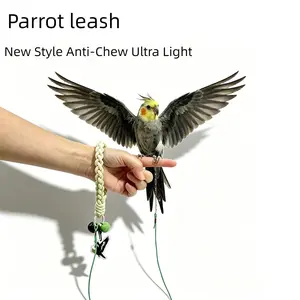 Bird Training Leash, Ultra-Light Elastic Parrot Flying Rope, Creative Bird Supplies with Bell and Acrylic Design, No Foot Loop Included