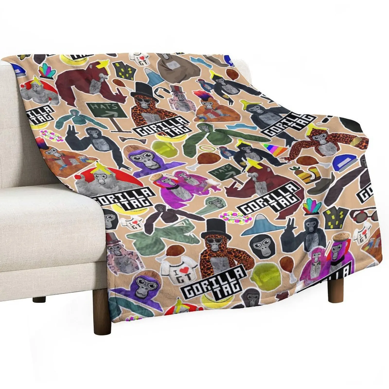 Gorilla Tag Thermal Throw Blanket - 50x60 Inch Durable Classic Patterned Flannel Blanket, Breathable & Cozy Lightweight for Sofa Decor, Bedding - Ideal for Father's Day, Friend's Birthday, Housewarming