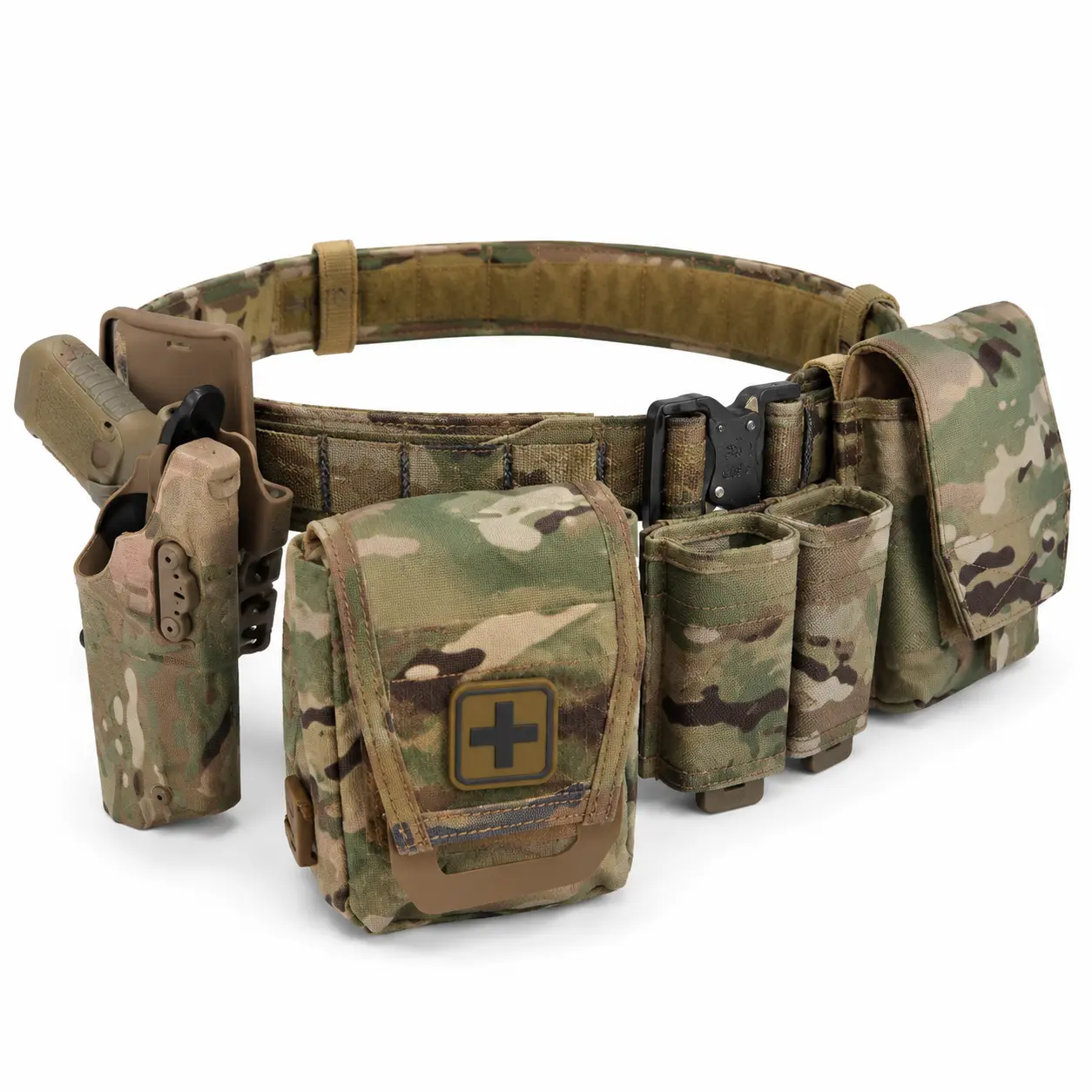 Adjustable Camo Utility Belt Set with Multi-Pocket Organizer Pouches for Camping, Hiking, Travel, Work & Everyday Outdoor Use