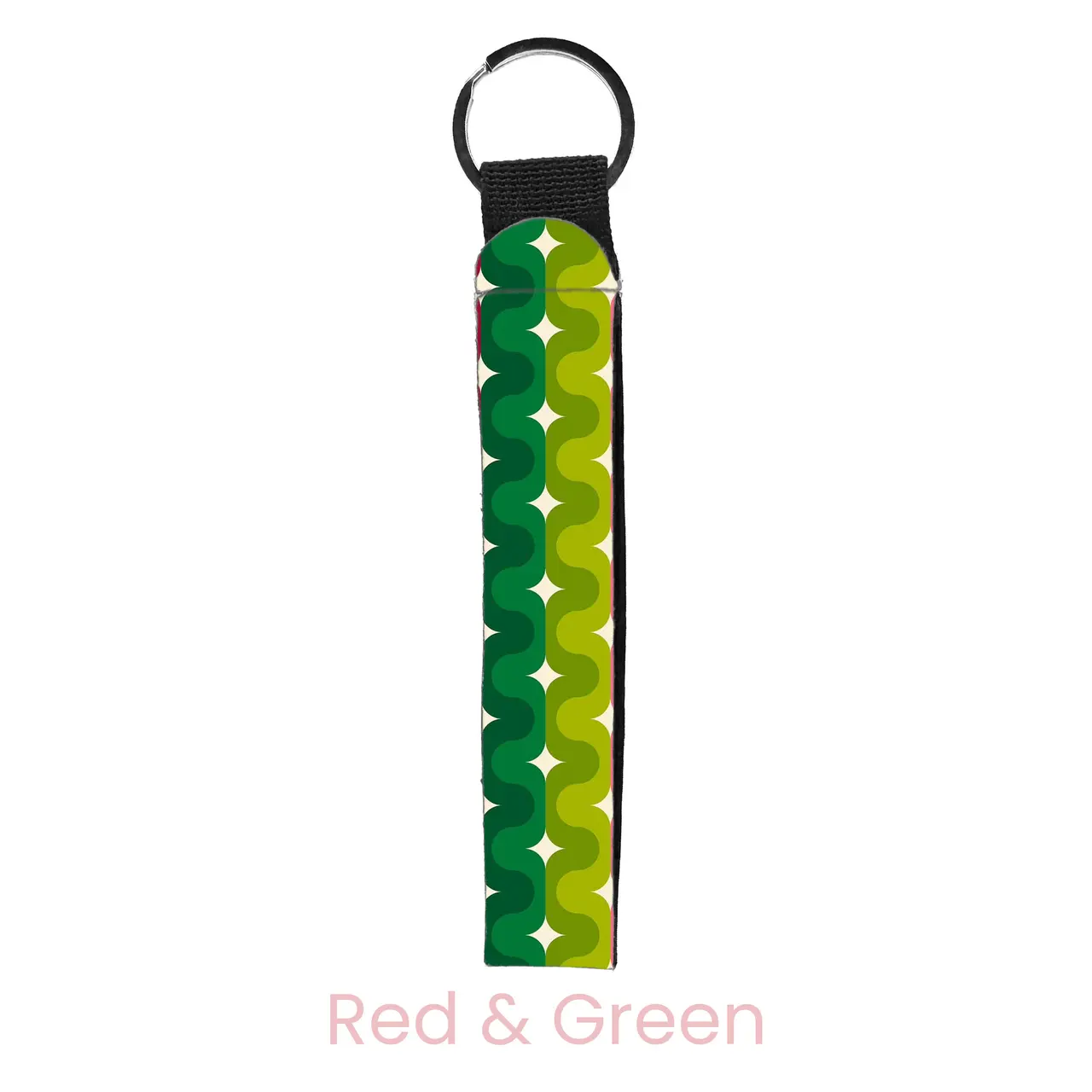 abbyrose Holiday Squiggles Wristlet Key Chain Red & Green