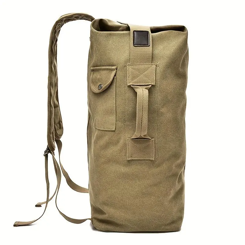 Men's Sports Canvas Backpack, Foldable Lightweight Outdoor Travel Bag with Multiple Compartments for Hiking, Camping & Going Out, Lightweight Travel Carrier, Portable Carrying Bag, Travel Accessories, Button