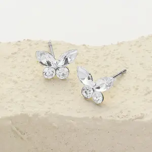 Small Clear Stone Butterfly Stud Earrings for Little Girls | Small Earrings for Young Girls |  646508