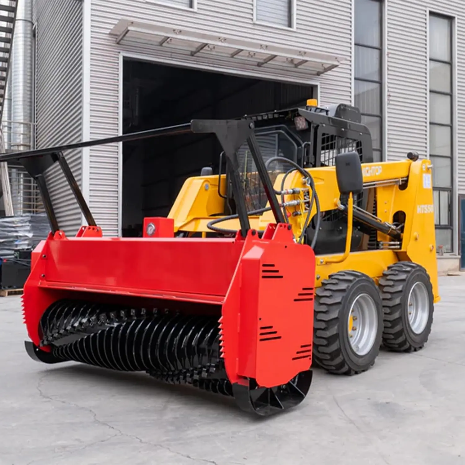 72in Heavy Duty Skid Steer Loader Drum Forestry Mulcher Attachment, Hydraulic Mower with 80 Cutting Teeth, Blade-Equipped Brush Cutter for Farm & Garden Land Clearing