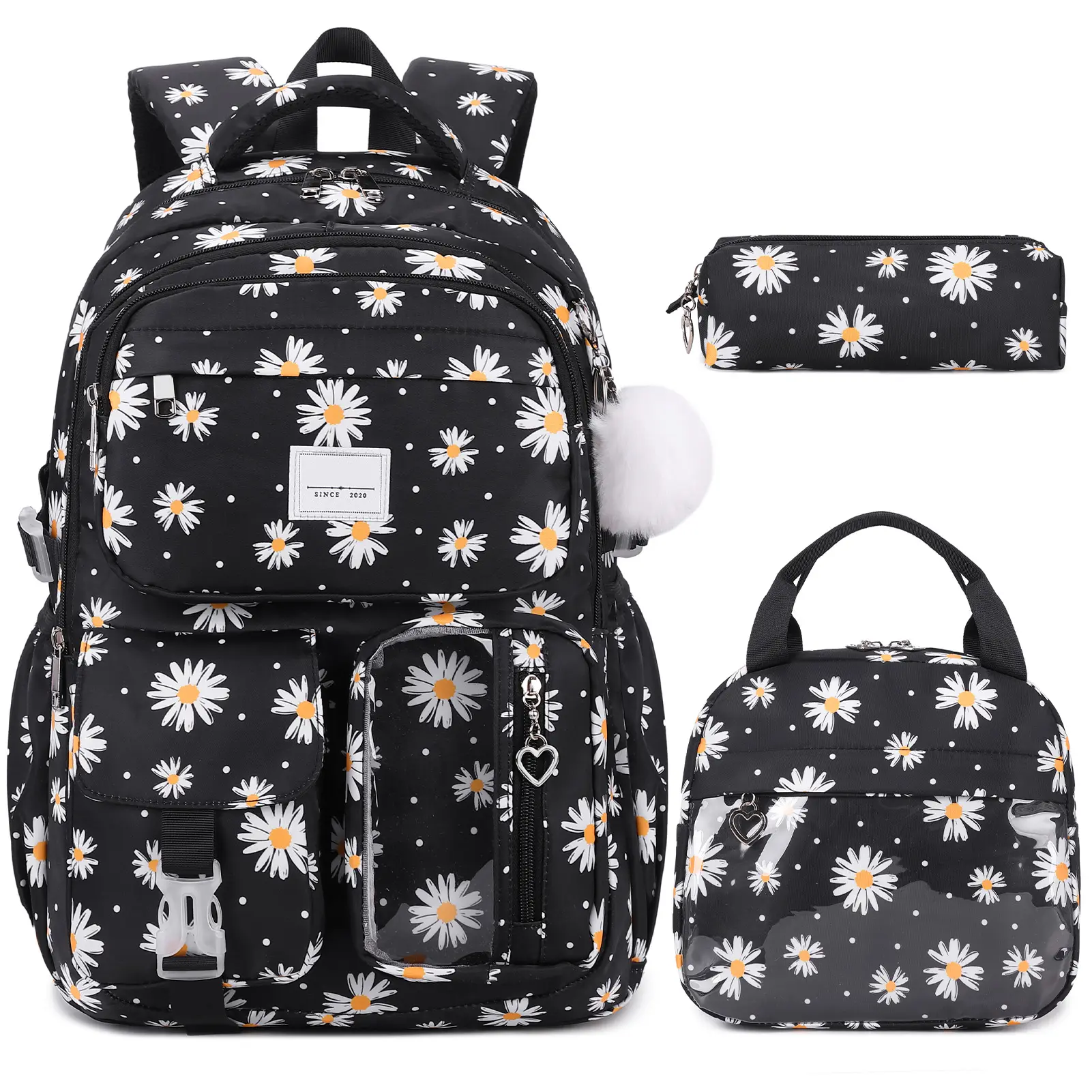 SIMILOVE Waterproof 3 PCS Backpack Set with Lunch Bag & Pencil Pouch --Lightweight School Bag Bookbag for Girls, Ideal for Elementary Middle High School Students dealsforyoudays