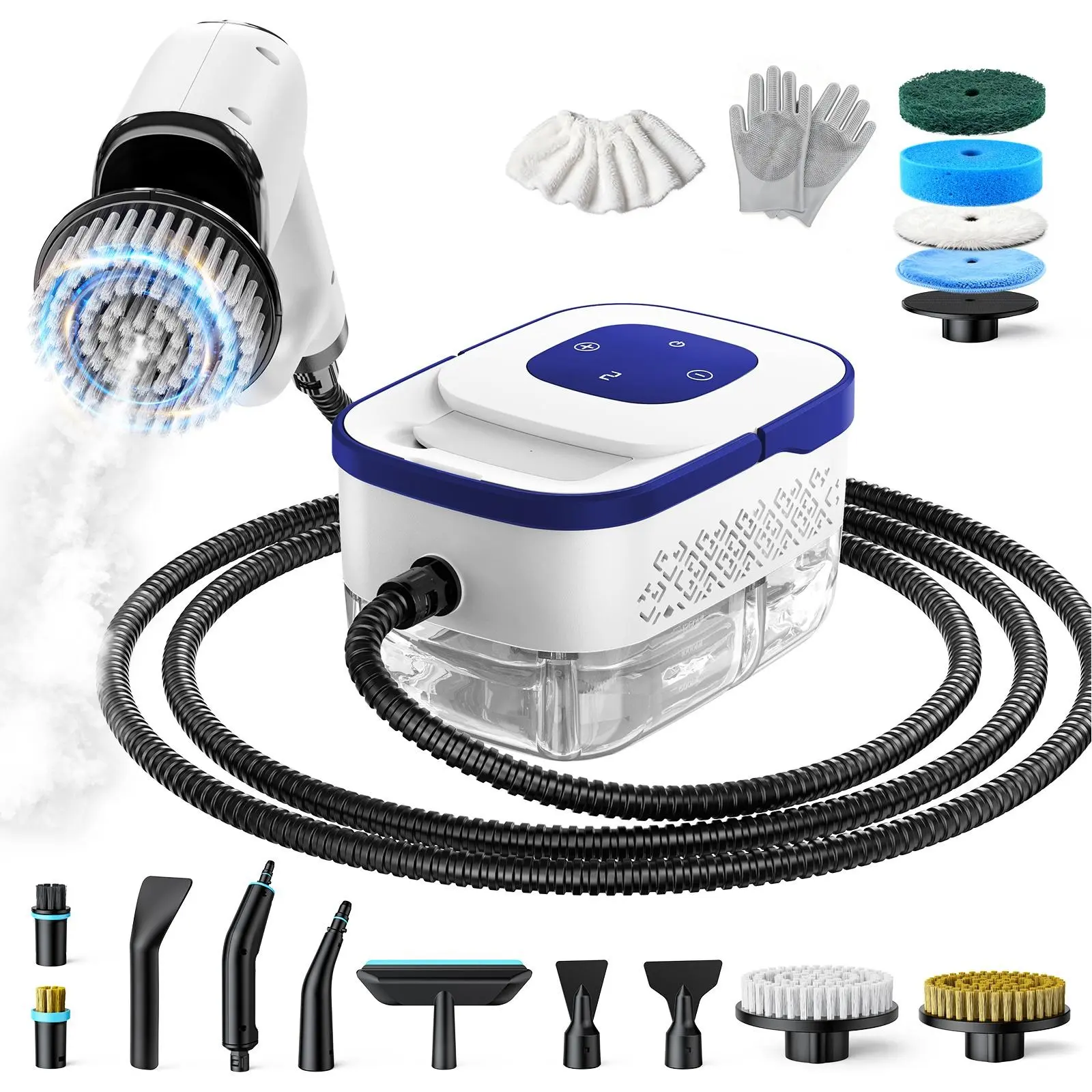 Steam Cleaner, Portable Steamer for Cleaning with 12pcs Accessories, 6-Level Adjustable and 15s Heat-Up, Handheld Steam Cleaner for Home, Tile, Dirt, Grout, Grease, Car Detailing