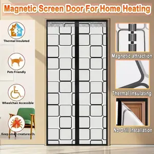 [Self-Closing Thermal Door Curtain] Magnetic Insulated Screen Door - Closes Automatically, Wind-Resistant & Cold-Blocking for Home Comfort, Effective Cold Protection for Winter Warmth, No Drilling Required for Installation