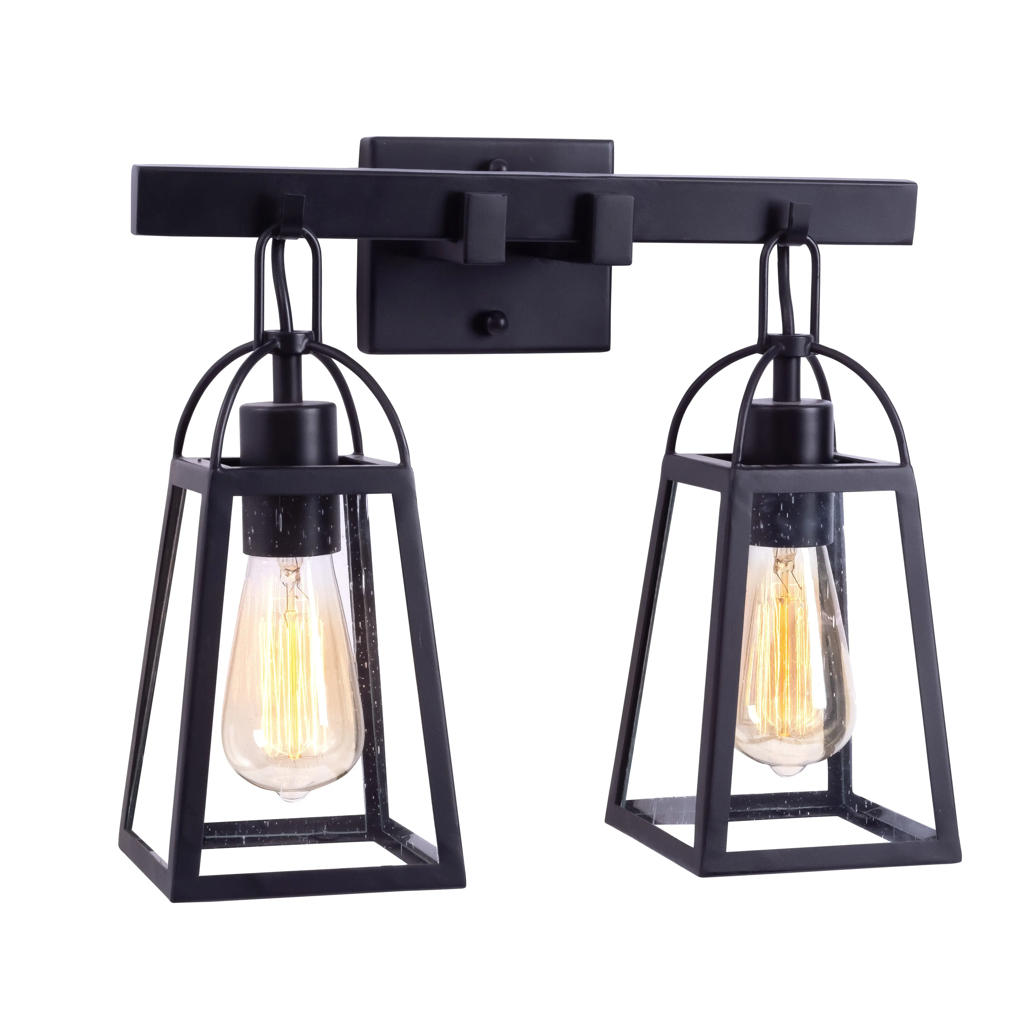 Rustic Farmhouse Vanity 2 Light with Seedy Glass Bath Light
