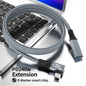 Usb3.2 Right Angle 90 Degree Extension Cable 3 Feet, USB C Male to Female, 20gbps Data Transfer, 240w Fast Charging, for iPhone 15 Pro Max, Macbook, Dell Xps