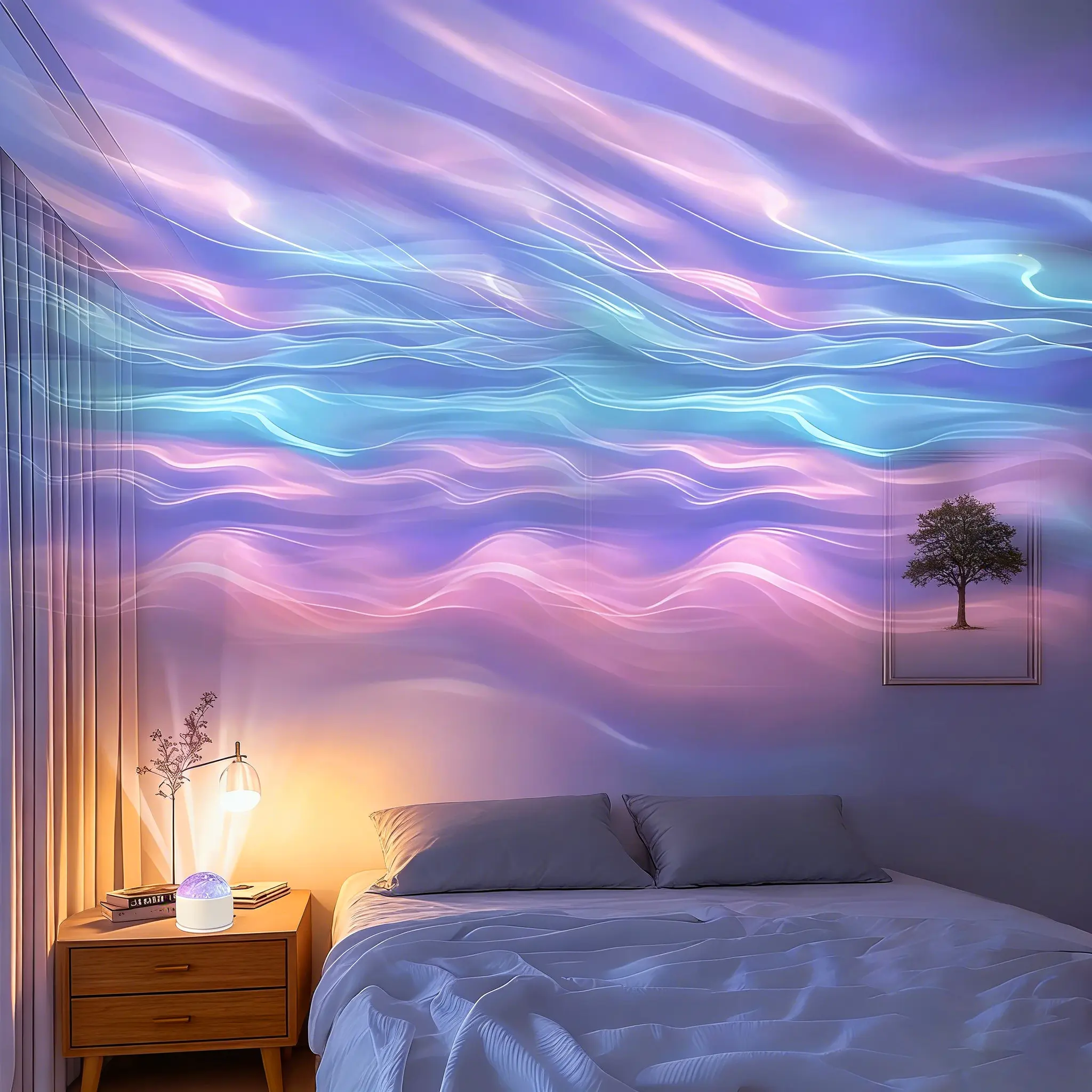 2 Scene -Ocean Wave & 3D Water RippleProjector Light-EasterEggLight 16-Color Round Lamp withControl, Relaxation & Romantic NightAmbience tiktokshopsummersale