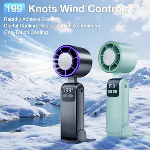 Portable 5 Speed Turbo Handheld Fan Digital Screen 5 in 1 Mini Fan USB C Rechargeable Rapid Cooling Plate for Home Work Outdoor