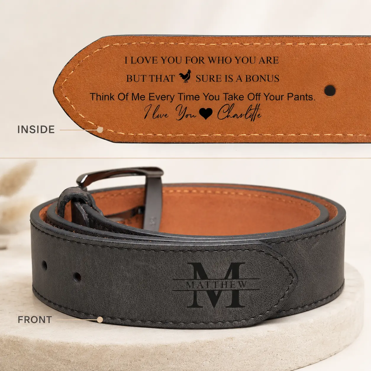 Customizable Belt for Him Fun Gift Idea, Leather Belt for Anniversary, Fathers Day Gift
