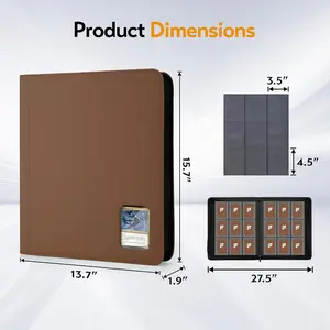 9-Pocket Toploader Card Binder with Clear Window (Grey) | Holds 288 (3" × 4") Toploaders – Trading Card Album for TCG, MTG & Sports Cards