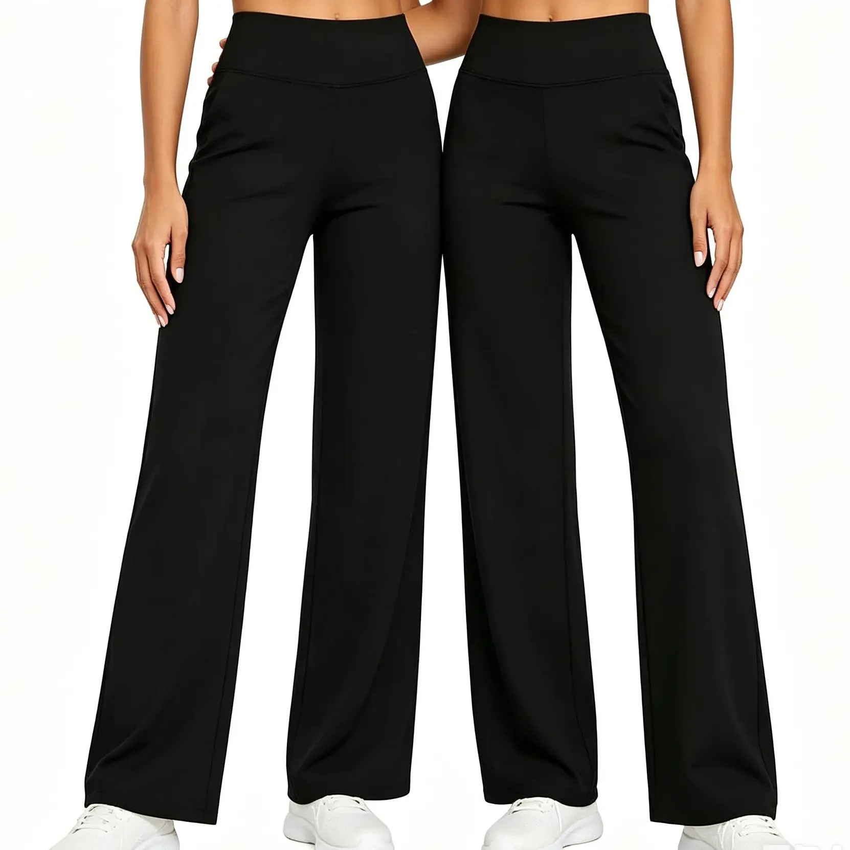 Women's High-Waist Stretchy Bootcut Pants - Machine Washable Business Casual Work Pull-On Slacks With Pockets, Machine Washable Pants waisted low leggins