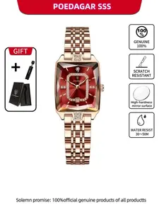 Women's Elegant Rectangle Dial, Fashionable Wristwatch for Women & Girls, Fashionable Stylish Watch, Trendy All-match & Exquisite Watch for Birthday Gift with Box, Quartz Watch