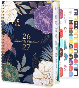 "2026-2027 Planner, Weekly and Monthly Planner, July 2026-June 2027, Calendar Planner A5 (6.1"" x 8.4"") with Tabs, Inner Pocket for Home School Office Supplies, Blue Flower "