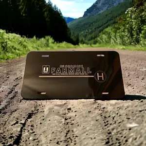 Black Polished Aluminum Vehicle License Plate - Engraved, Universal Car Tag for Farmall A,B,C,H,M,Super Series & International Harvester Tractors, Ideal for Tractor Enthusiasts, Personalized if Desired