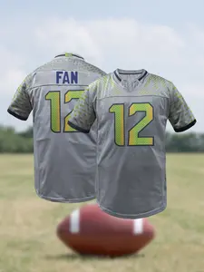 Men's American Football Jersey, V Neck Embroidered Sportswear, Sports Top, Loose Short Sleeve T-Shirt, Perfect for Outdoor Sports & Competition, Unisex, All Seasons, Stylish Jersey