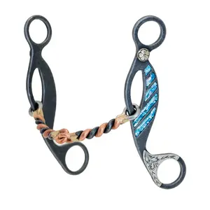 Partrade Cowboy Tack 5 1/8" Turquoise Snaffle Copper Twist Gag Bit