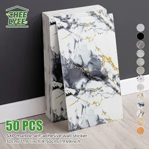 50Pcs 3D Self‑Adhesive SXP Wall Tiles 11.81x16.69in Peel and Stick Waterproof Oilproof Splashback Wall Stickers Easy Install Kitchen Backsplash Bathroom Wall Covering Indoor Home Decor