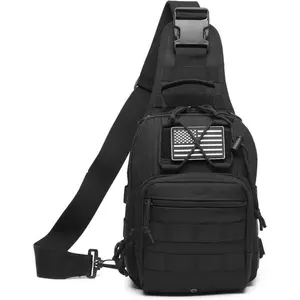 2026 NEW Tactical Military Sling Chest Bag Crossbody MOLLE System Single Shoulder Backpack Waterproof Wear-Resistant Durable Adjustable Strap Daily Carry Gear for Outdoor Sports Hiking Travel Fishing Fitness