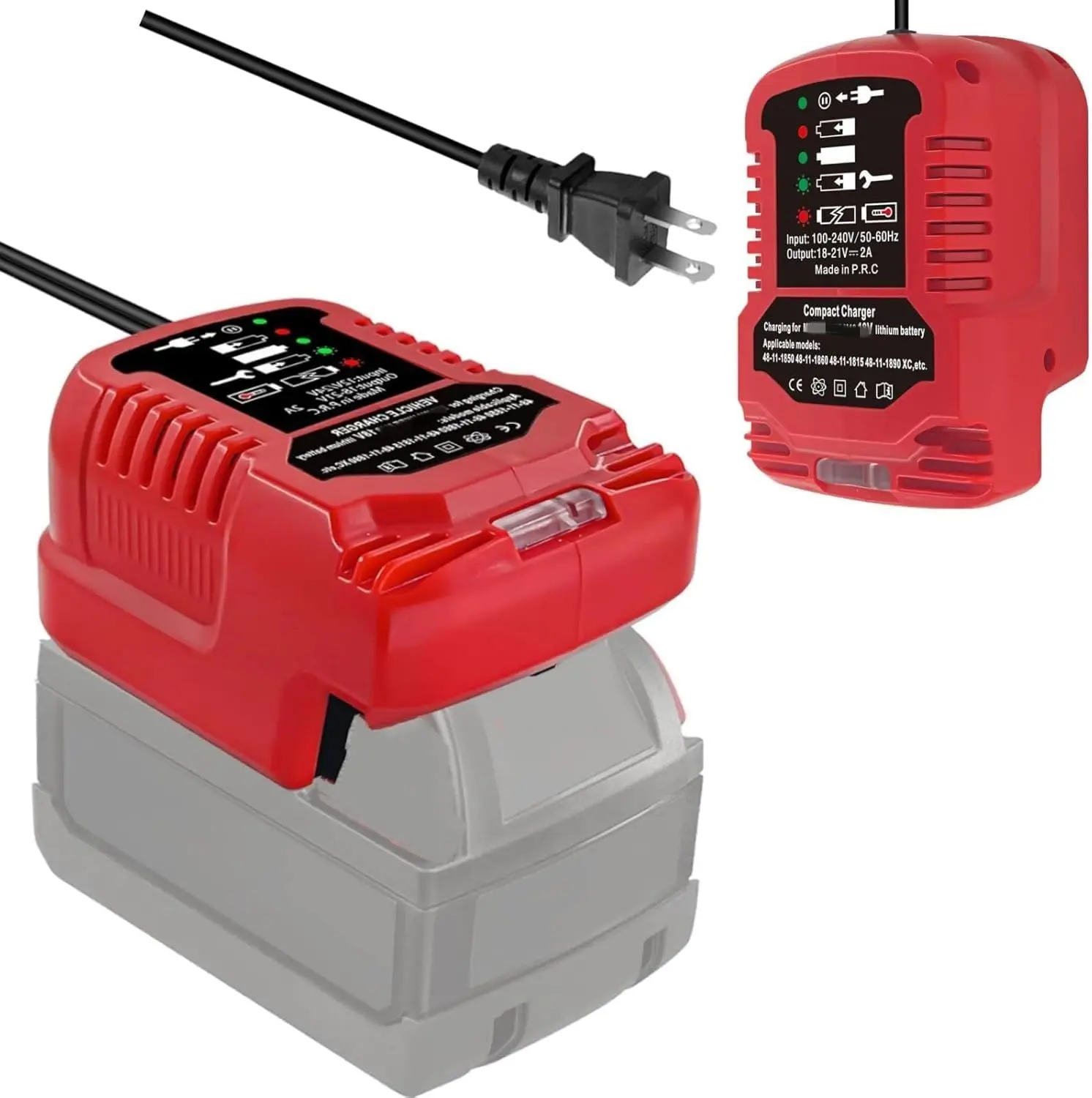 110V for Milwaukee 18V Battery Charger, Mini Charger Replacement for Milwaukee 18Volt Battery 48-11-1815, 48-11-1828, 48-11-1840 (No Battery)