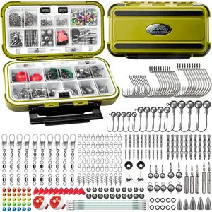 Widely Used Fishing Tackle & Accessories Kit, Fishing Tackle Box with Tackle Included, Fishing Sinker Weight Hook Swivels Snap Leader Lures, Giftable Beginner Fishing Lures/Gear Set