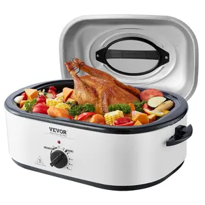 VEVOR Electric Roaster Oven, TikTokShopBlackFriday, 22 QT Turkey Roaster Oven with Self-Basting Lid, 1450W Roaster Oven with Defrost & Warm Function, Adjustable Temp, Removable Pan & Rack, Fits Turkeys Up to 26LBS, White