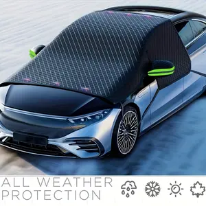 Magnetic Windshield Snow Cover with Side Panel & Mirror Protectors, Universal Large Frost Shield for Car, SUV & Truck