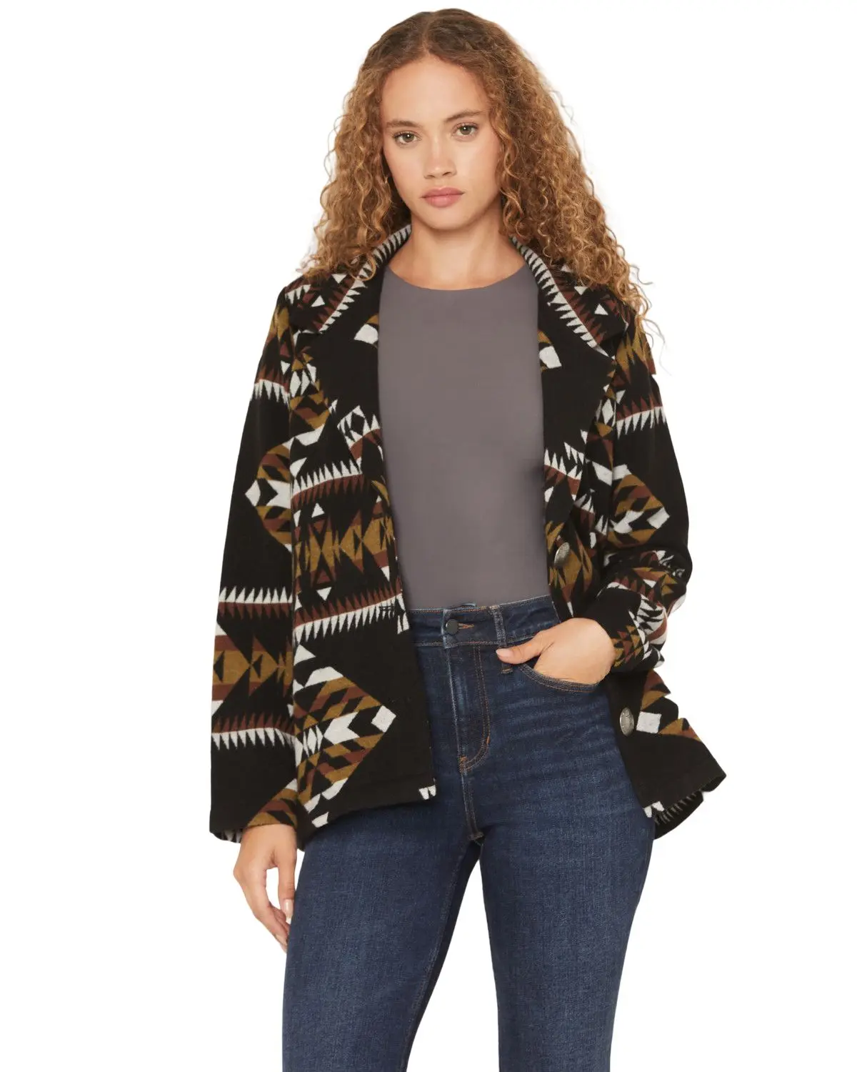 Cotton Women's And Rye Women'S Boot Barn Southwestern Print Blazer - Crj2010bk