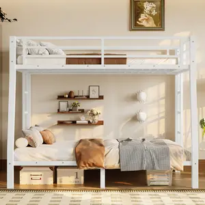 [Bellemave]Metal Full XL over Queen Bunk Bed for Teens and Adults,Space-Saving/Noise Reduced/No Box Spring Needed