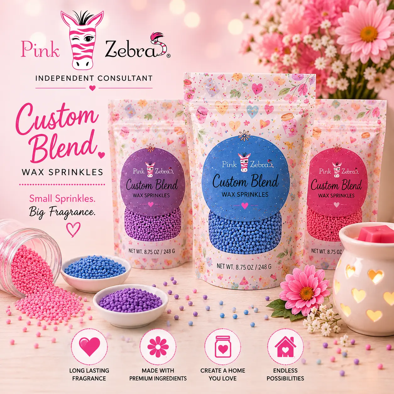 Pink Zebra Custom Blend Wax Melt. The blended bags are 3.75oz. Variety Pre-Blended Scents Scented.