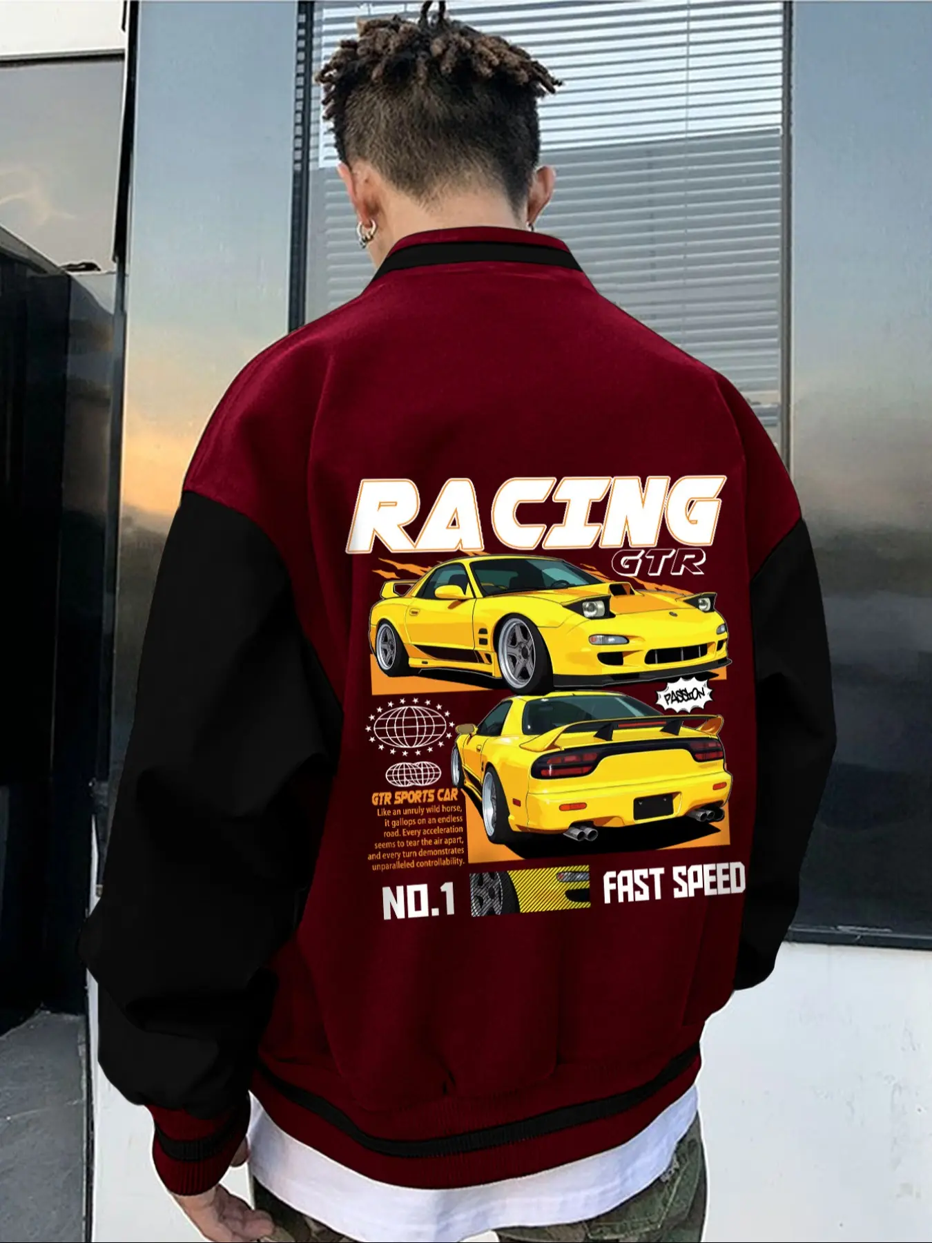 Men's Vintage Baseball Jacket, Colorblock Patchwork Design, Loose-Fitting Casual Outerwear, Trendy Spring & Fall Fashion