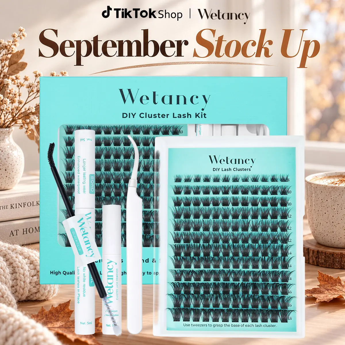 Wetancy Enchantress Lashes & Velvet Touch DIY Lash Clusters Kit - Soft Volume Lashes with Waterproof Long-Lasting Bond & Seal