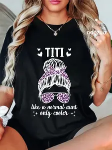 100% Cotton Unisex Funny Titi Aunt For Mother's Day Co Tee T-Shirt Black Adults Casual Top