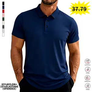 Men’s casual polo shirt, tech polo, men’s bowling and golf apparel, suitable for everyday wear and summer business style, TikTok selection