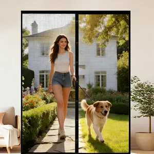 Black Strong Magnetism Screen Door, Pet Tested, Hands-Free Entry, Magnetic Closure Prevents Insects, Durable Invisible Screen, Suitable for Bedroom, Kitchen, Dining Area, and Balcony