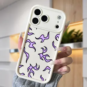 Purple Flame Case for iPhone 17 Air 16 16e 15 14 13 12 11 Pro Max Plus X XS Shockproof Non Slip Military-Grade Protection Silicone Cover TPU Material