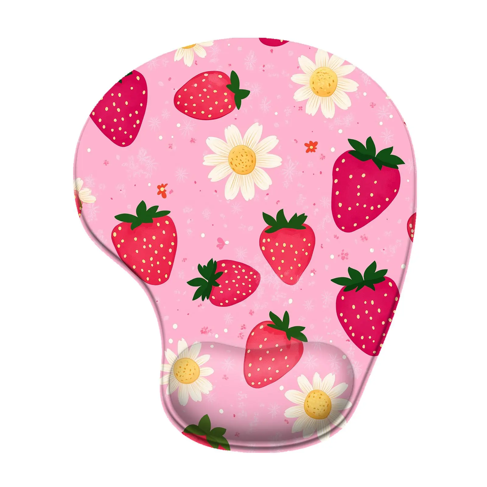 BHJLAXR Strawberry Pattern Mouse Pad with Wrist Rest, Cute Strawberry Design Mouse Pad, Comfortable Gaming Mouse Pad, Office Desk Accessories, Non Slip Mousepad, Gaming Accessory