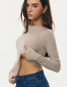 C202 Women's Boat Neck Basic Top Long Sleeve Minimalist Everyday Essential Soft Wool Blend Elegant Neckline Easy to Style Spring