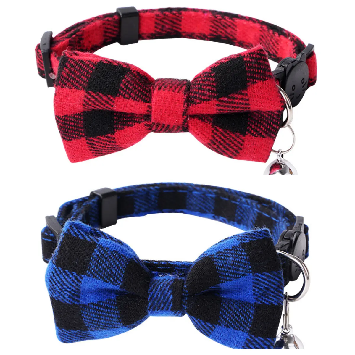 Red + blue plaid collar