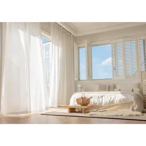 4 Pack Solid Sheer Light Filtering Curtain Set, breathable sheer material softens harsh sunlight, features nice drape and elegant look, ideal for room partition, daily home decor and festival styling.