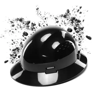 Full Brim Hard Hat with 4-Point Suspension, HDPE Safety Hard Hat with Chin Strap, Industrial Construction Hard Hat for Multiple Work Environments