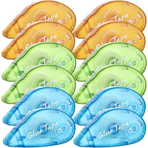 12-Pack Adhesive Double-Sided Tape Roller - Multi-Roll Double-Sided Tape, Vibrant Assorted Hues, Jam-Free, Permanent Bond Adhesive Dispenser for Scrapbooking, Crafts (Office Stationery & Supplies)