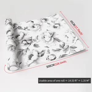 Floral Pattern Self-Adhesive Wallpaper, Waterproof Removable Wall Decor, Easy Home Decoration for Living Room and Bedroom