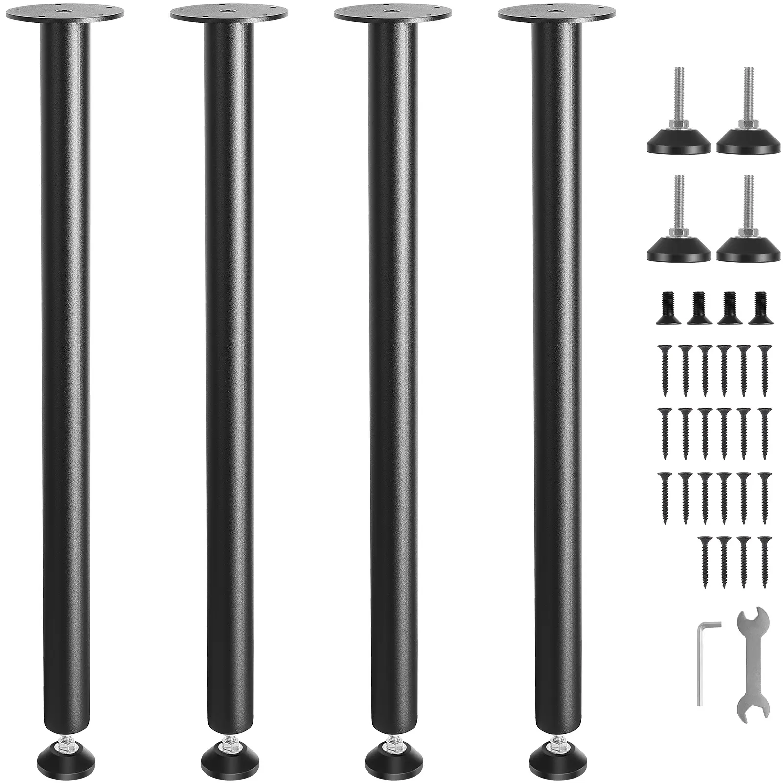 【summerfinds】VEVOR 30 Inch Adjustable Desk Legs, Reinforced Steel Office Table Furniture legs Set of 4 for DIY, 1200 lbs Load Capacity Heavy Duty Desk Legs, Quick Instalation Legs with Adjustable Foot Cup Black
