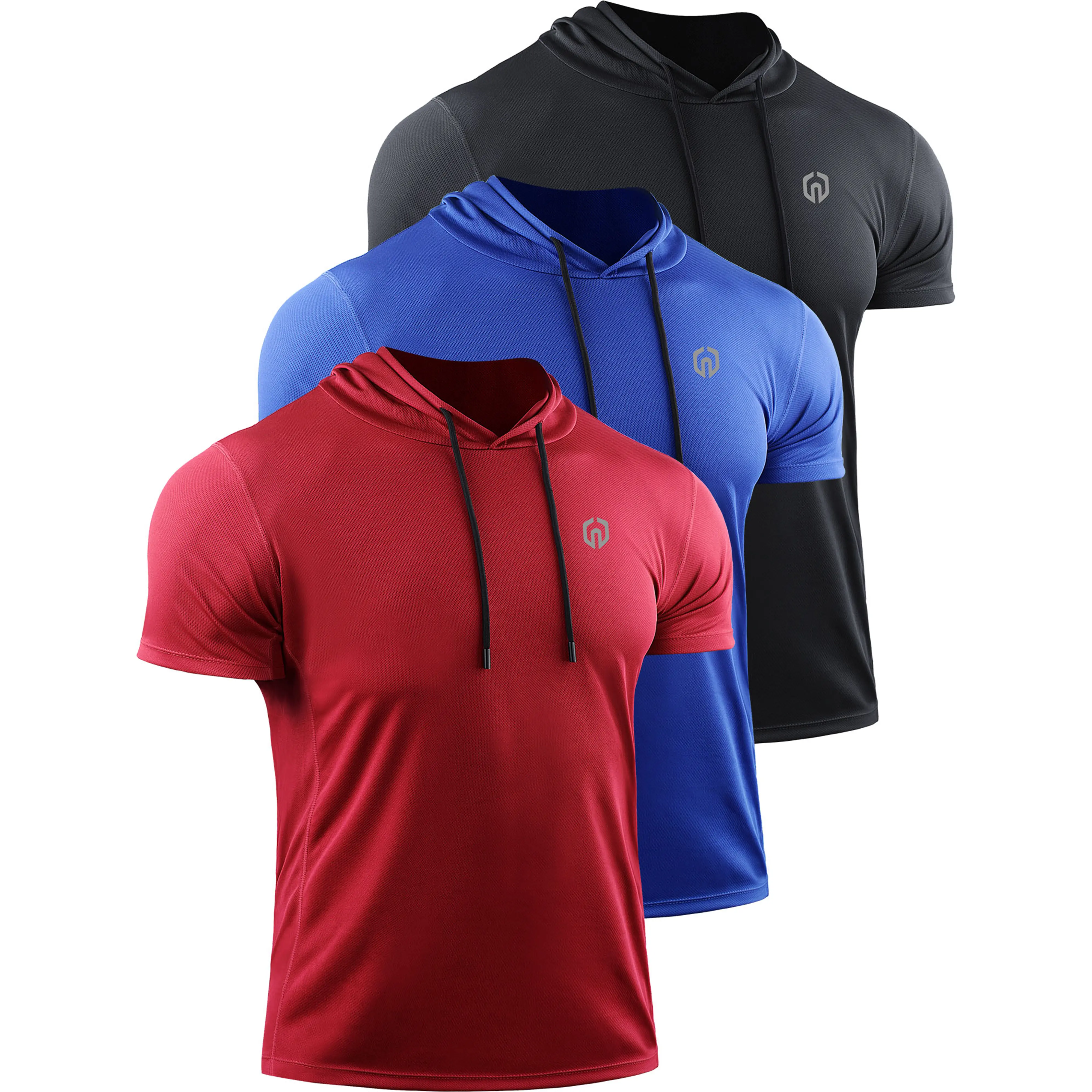 NELEUS Men's 3 Pack Running Shirt Mesh Workout Athletic Shirts with Hoods Training Jersey Gym Outfit Tee Gym Tees Gym Sport Hoodies Gym Sweatwear summerwins