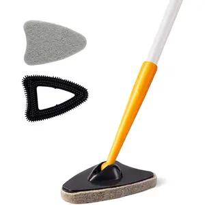 Extendable Tub & Tile Scrubber with Adjustable Lightweight Long Handle - 2-in-1 Bathroom Cleaning Brush with Bristle Pad, 180° Swivel, No-Bend Design for Glass & Shower Surfaces